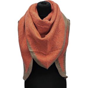 Warme Driehoekige Sjaal - 2-Zijdig - Oranje/Camel - 180 x 135 cm (C23-2#)