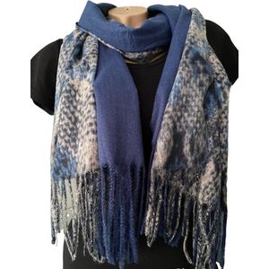Lange Warme Dames Sjaal - Slangenprint - Blauw - 180 x 70 cm (ML5#)