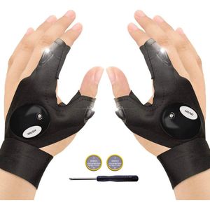 Equivera Led Handschoenen - 2 Lampen - Lichtgevende Handschoenen - Zaklamp Handschoen - Voor Klussen/Vissen/Kamperen & Andere Outdooractiviteiten