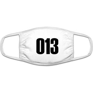 Tilburg 013 mondkapje | gezichtsmasker | bescherming | bedrukt | logo | Wit mondmasker van katoen, uitwasbaar & herbruikbaar. Geschikt voor OV