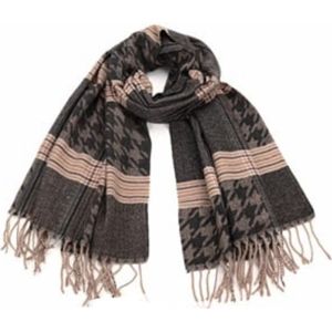 Sjaal tweed-geruit herfst-winter 180/70cm zwart