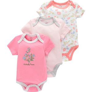 baby jumpsuit met korte mouwen,driedelige set (9M)