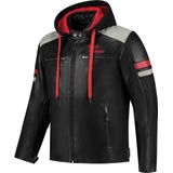 Rusty Stitches - Jari Hooded V2 - Motorradjacket - Zwart/Grijs/Rood