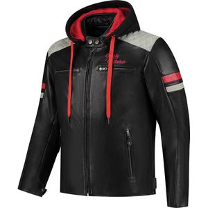 Rusty Stitches - Jari Hooded V2 - Motorradjacket - Zwart/Grijs/Rood