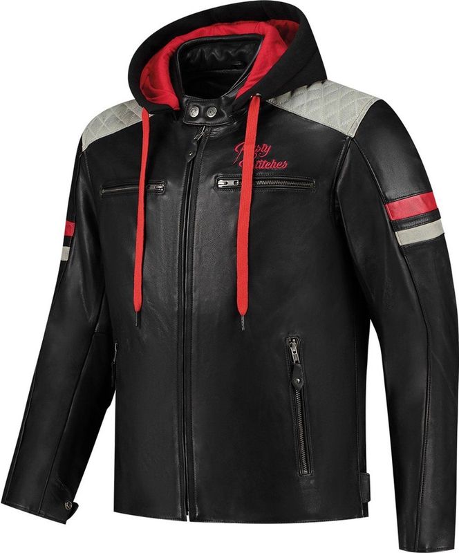 Rusty Stitches - Jari Hooded V2 - Motorradjacket - Zwart/Grijs/Rood