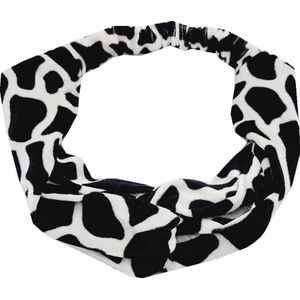 Haarband Twist Giraffe Dieren Print Velvet Zwart Wit