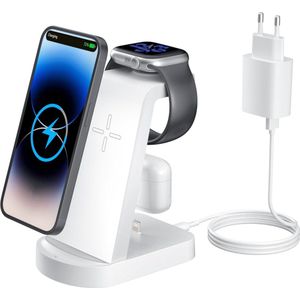 Oplaadstation - Draadloos Oplaadstation - Oplaadstation geschikt voor X - Mobiel, Telefoon, Oortjes en Horloge