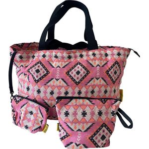 Mycha Ibiza - strandtas - Ibiza tas - jacquard katoen - gratis - toilettas - Myc24015