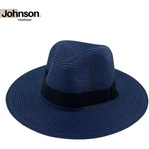 Panama hoed heren & dames - Fedora - Zonnehoed - Strohoed - Strandhoed - Maat: 58cm verstelbaar - Kleur: Donkerblauw