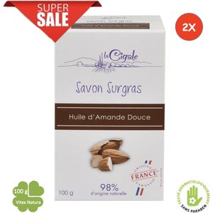 Hydraterende overvette zeep met zoete amandelolie en glycerine 2x100g | Voor de droge huid | La Cigale