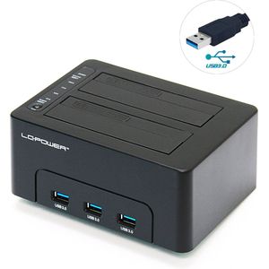 External Dual Docking Duplicator USB 3.0 - SATA SSD/HDD Dual Docking HD Duplicator - Cloning HD - USB 3.0 Harde Schijf 2.5 & 3.5 SATA HDD dockingstation 3 poorts HUB