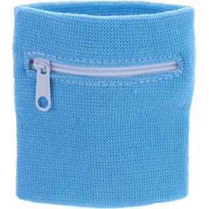 Zweetbandje - Polsbandje - Pols Zweetbandje - Met Rits - Voor Sport En Fitness - 8 x 8 CM - Licht Blauw