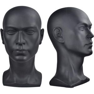 ShopGlobe - Mannequin Hoofd - Piepschuim Hoofd - Paspop Hoofd - Zwart