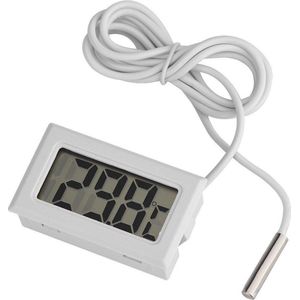 Digitale Thermometer met Meetsonde | geschikt voor o.a. koelast, aquarium, zwembad, vriezen etc. | Meetsonde -5ºC - +70ºC | 1 Meter Kabel | Wit