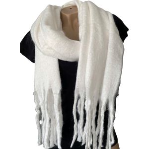Warme Sjaal - Dikke Kwaliteit - Sneeuwwit - 180 x 50 cm (23-25#)