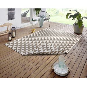 Flycarpets Omkeerbaar Vloerkleed - Tahiti - Lichtbruin / Creme - 80x150 cm