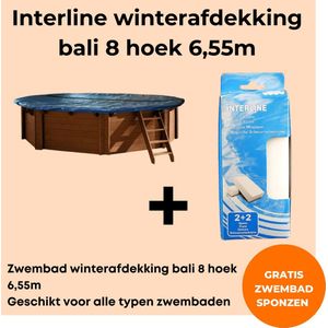 Interline winterafdekking Bali - Winterafdekking 6,55m 8 hoek - Voor houten zwembaden - Vertraagt verdamping - Verminderd verbruik chloor - Inclusief gratis zwembadspons