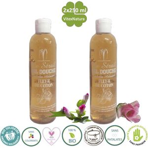 Ambachtelijke pure Marseillezeep Douche en bad gel 2x250ml | Met katoenbloesem extract | Le Serail | Traditie sinds 1949