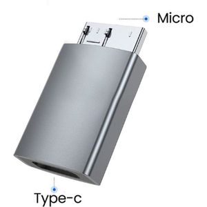 Usb C Naar Micro B Adapter - USB 3.0 - Aluminium - Zilver