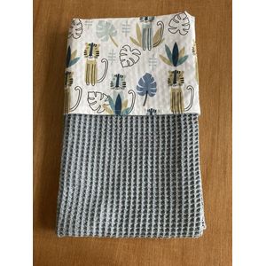 kinderwagendeken licht jeans blauw/ tijgers