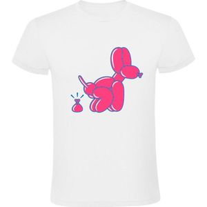 Ballon hond Heren T-shirt | clown | huisdier | dog | poep | Wit