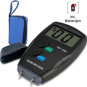 Vestifex® Digitale Vochtmeter Hout - Houtvochtmeter - Inc. Batterij & Memoryfunctie - Ook Voor Bamboe, Katoen, Muren, Papier Etc.