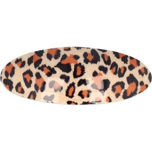 Haarsoires Haarspeld Patentspeld Ovaal 10cm – Panter Patroon – Oranje/Bruin/Beige - Haarspelden voor Dames - Haarklem - Haarclip - Haaraccessoires - Hair Clip - Decoratieve Haaraccessoire