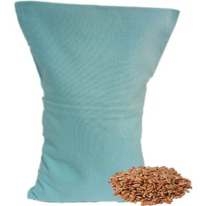 Ecologisch Lijnzaadkussen 30 x 20 cm (pastel blauw), voor soepele spieren en ontspanning - Licht Blauw - wasbaar hoesje