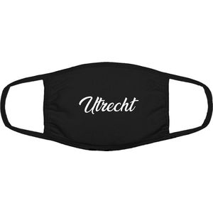 Utrecht mondkapje | gezichtsmasker | bescherming | bedrukt | logo | Zwart mondmasker van katoen, uitwasbaar & herbruikbaar. Geschikt voor OV
