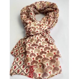 Dames-sjaal vrolijk met print en goud 50% katoen en 50 viscose