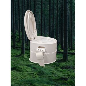Camping Toilet XL 45cm Wit - 7 Liter Emmer - Kampeer Wc - Draagbare Toilet - Met Soft Close Wc Bril - Gratis Borstel