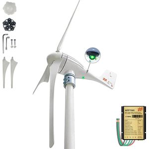 Windmolen Generator 600W - Windturbine 24V met Gratis MPPT Systeem - Windmolen Bouwpakket 3 Bladen - Wit / 135x60x135cm/ 1x Deze Windmolen Generator 600W