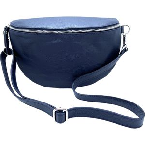 Dames Lederen heuptas schoudertas leer tas/Made in Italië Donkerblauw