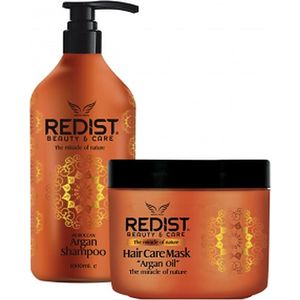 Redist - Argan Haarverzorging Set 2-delige - Argan Shampoo 1000 ML - Argan Haarverzorgingsmasker 500 ML + Gratis Bioblas - Botanic Oils Shampoo - beschadig / droogd haar 360 ml