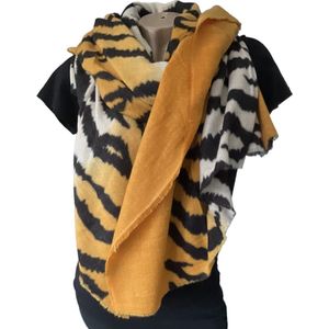 Lange Warme Sjaal - Zebraprint - Okergeel - 190 x 80 cm (21384#)