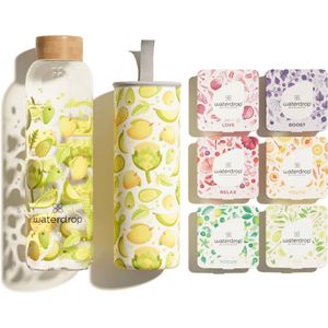 Waterdrop Drinkfles starterskit - Yellow Glow Transparant - Inclusief 18 microdrinks - all-in starterskit - hydraterend - waterdrop fles - vegan - bio