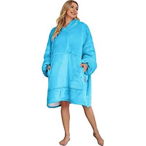 Cuddle Hoodie - Extra Zacht - Adje® - Licht Blauw - Plaid met mouwen - Fleece Deken - Hoodie deken - Fleece Hoodie