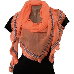 Lange Dunne Driehoekige Sjaal - Neon Oranje - 180 x 75 cm (0356)