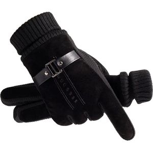 Heren handschoenen | Leren handschoenen | Bont voering | Waterdicht | Winddicht | Zwart