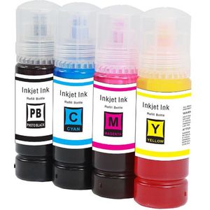 Geschikt inkt Epson Ecotank ET-2650 664 t664 navulinkt inktflesjes 4x100 ml Kleur+zwart Huismerk