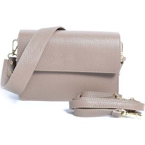 Dames Leer Crossbodytas - Leren Schoudertas - Dames Leren Handtas - Made in Italy-Taupe