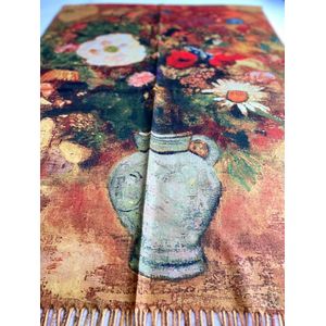Sjaal schilderij Bouquet de Fleurs van Odilon Redon / wintersjaal 2 kanten