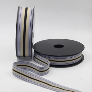 LOT van 10 Meter TAILLEBAND ELASTIEK, 5 Meter 25MM en 5 Meter 40MM, DELUXE UITVOERING, RETROLOOK, Kleur GRIJS/BEIGE/ZWART 03