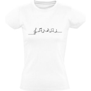Muzieknoten Dames T-shirt | muziek | piano | instrumenten | zanger | dj | muziek luisteren | Wit