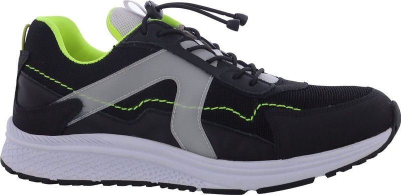 Piedro - 1417000110 Sneakers - Zwart Wit Geel - Leer - Elastische Snelsluiting