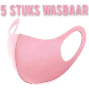 Wasbare mondkapjes effen roze – per 5 stuks