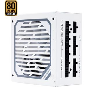 1000W V3.1 80+ GOLD Full Modular Super Silent Power Supply 135 mm Fan - White - Full Modulair Kabelbeheer PC voeding - 4+4 Pin (8 Pin EPS) - 6x PCIe (6+2 Pin) - 1x PCIe 5.1 (12+4 Pin) - 10x SATA connectors