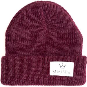 MiniMidi - Babymuts - Kindermuts - Beanie - Gebreid - Baby - Bordeaux Rood