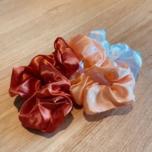 Scrunchie Haarelastiek Set - 3 stuks Koraal, Zalm, Wit - Scrunchies 3-Pack