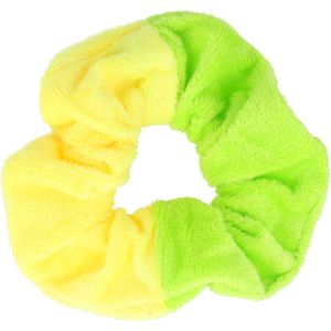 Scrunchie Haarelastiek Velvet Duo Kleuren Geel Groen Haar Elastiek